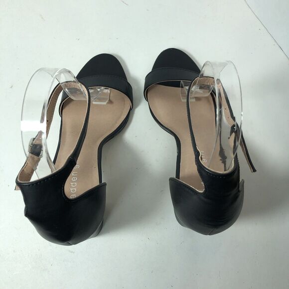 Madden Girl Heels Sandals Womens Size 9 Black Beella Block Ankle Strap Buckle G3 - Picture 6 of 10